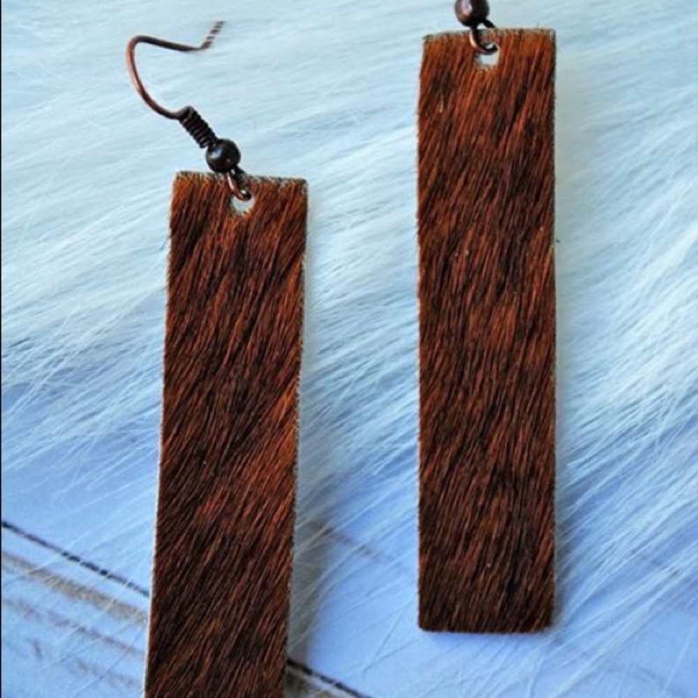 Cowhide Bar Earrings